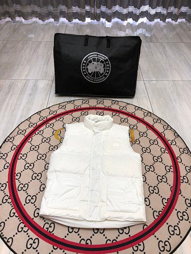 Canada Goose Puffer Vest in White with Stand Collar