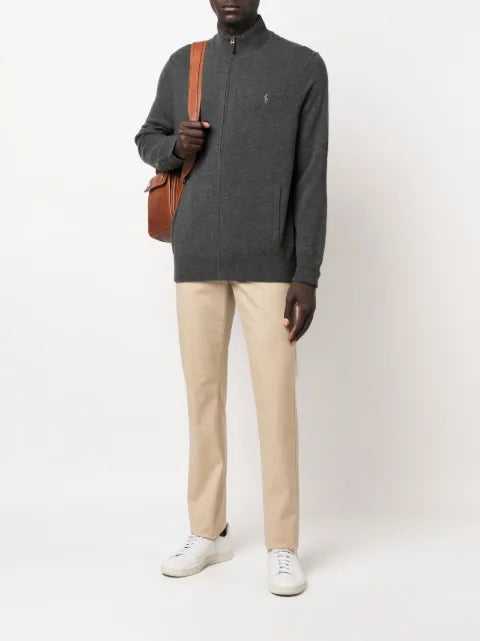 Polo Ralph Lauren embroidered-logo zip-up cardigan