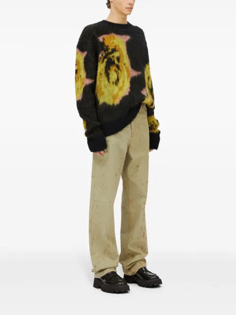 MSGM rose intarsia print jumper