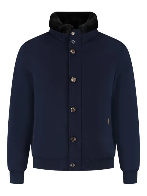 Moorer buttoned fur-collar jacket