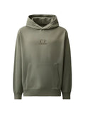 C.P. Company brushed and emerized diagonal fleece logo hoodie