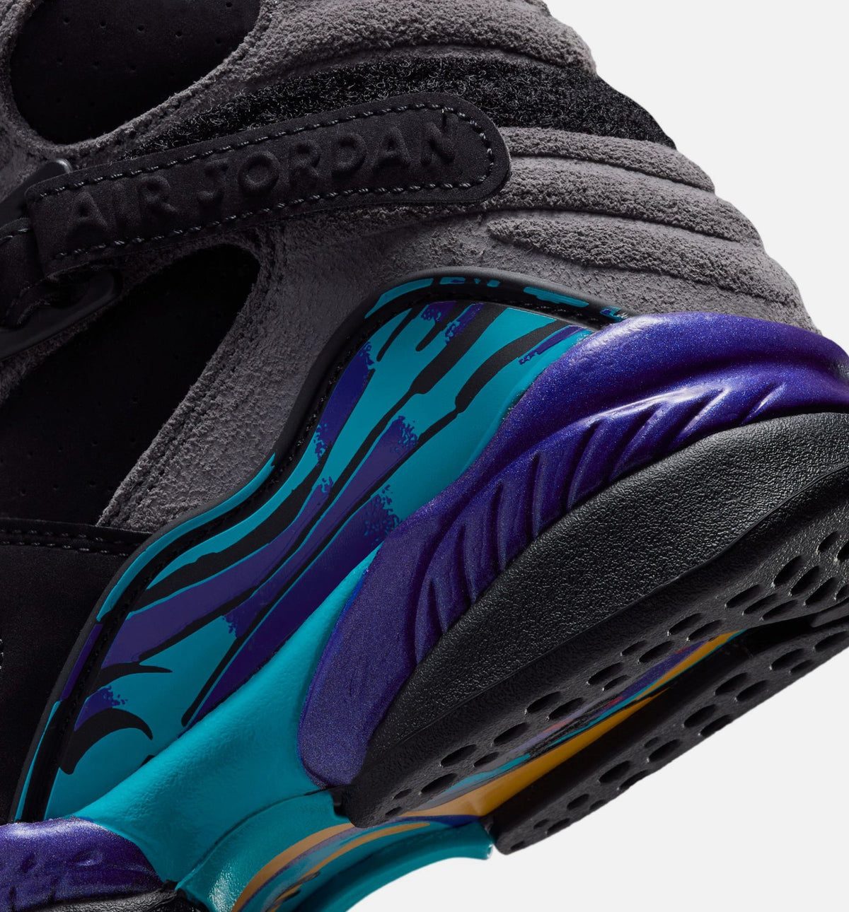 Air Jordan 8 Retro Aqua Grade School Lifestyle Shoes - Black/Multi-Color/Bright Concord