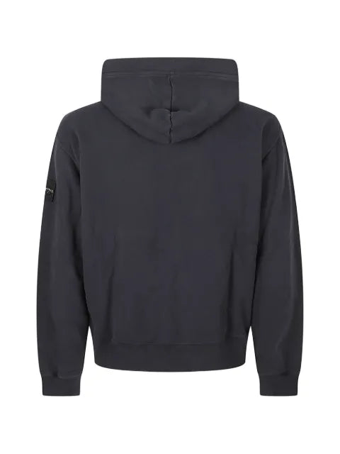 Stone Island logo-patch long-sleeve hoodie