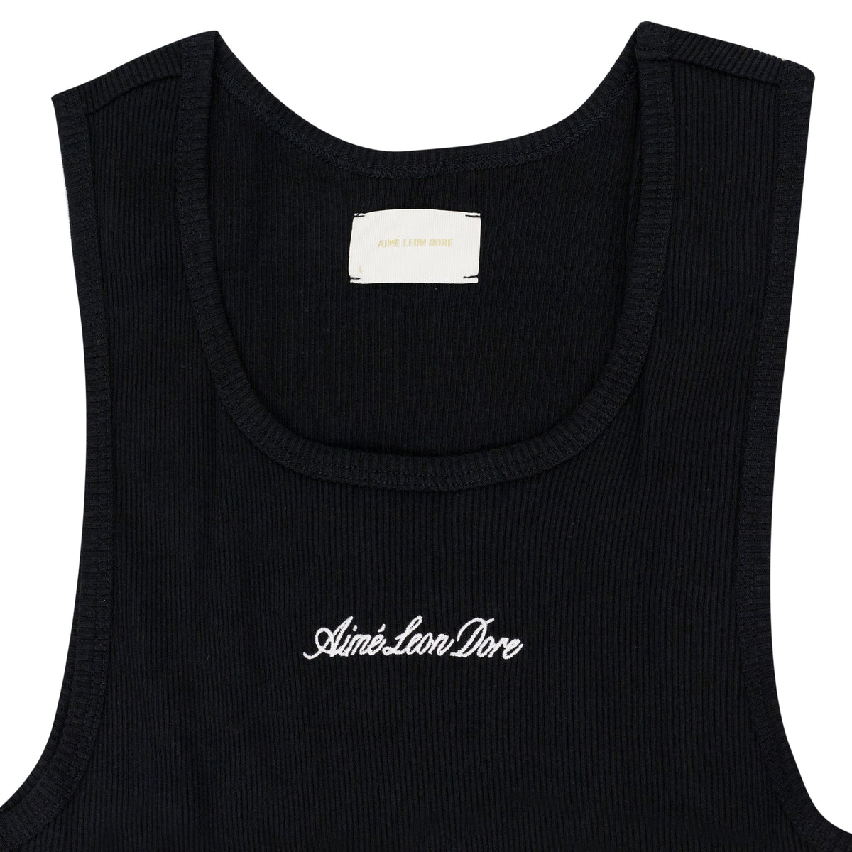 Black Embroidered Logo Tank Top