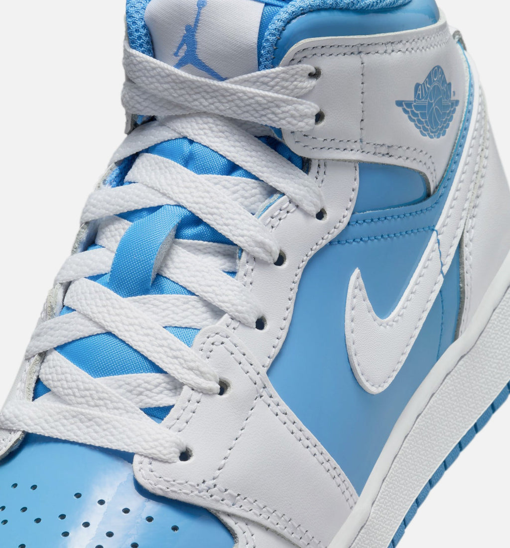 Air Jordan 1 Mid Legend Blue Grade School Lifestyle Shoes - White Legend Blue