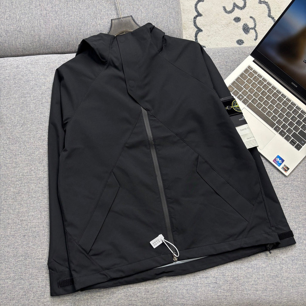 Stone Island Diagonal Panel Technical Hooded Jacket with Compass Badge