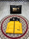 The North Face Puffer Vest in Yellow and Black with Stand Collar