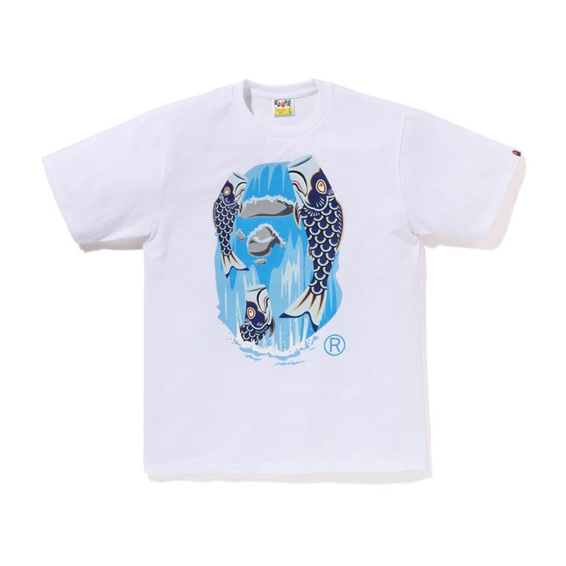 Bape Ape Head Shark Koi Fuji Graphic Oversized Tee Streetwear Unisex