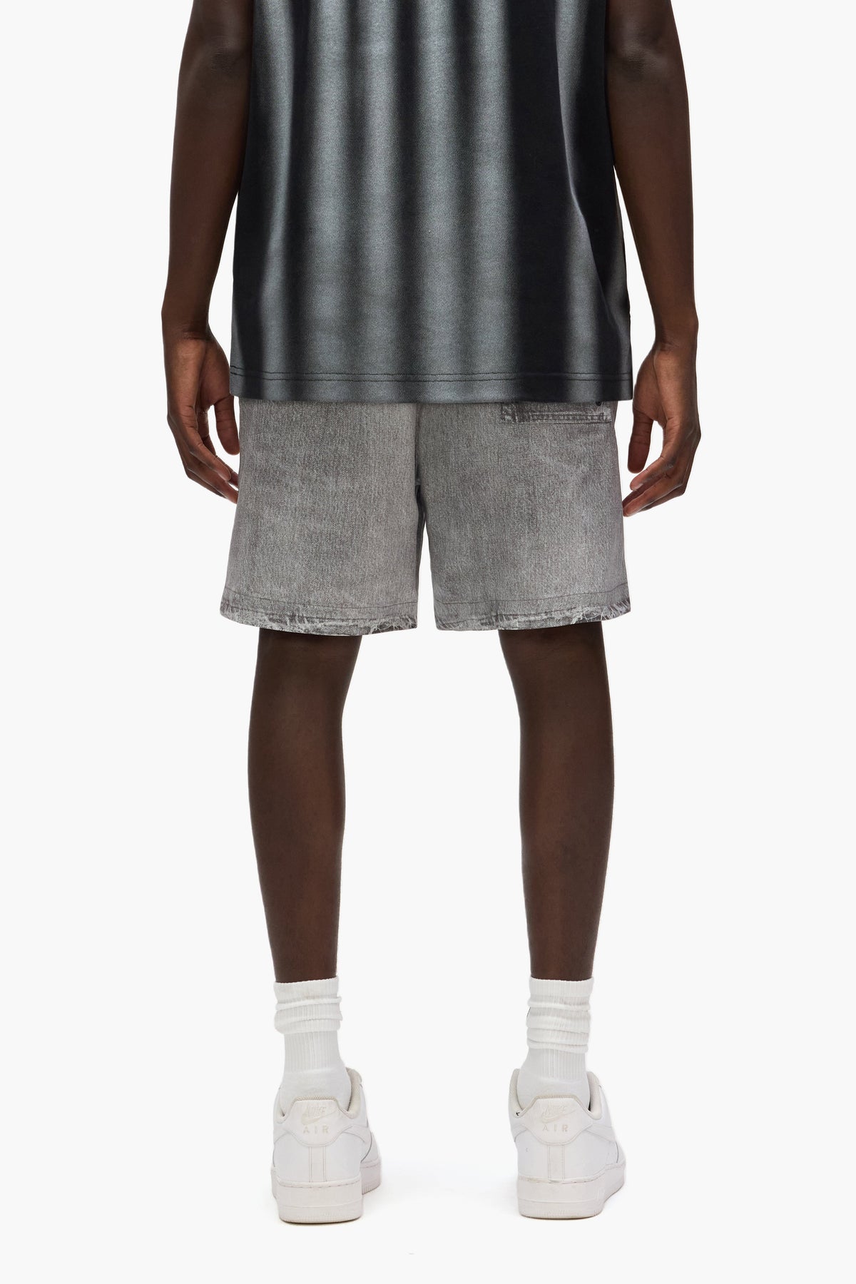 Faux Denim Wordmark All Around Shorts