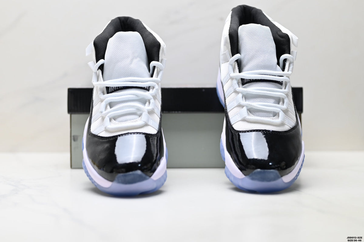 Air Jordan 11 Retro White Black and Icy Blue Unisex Sneakers Style 02