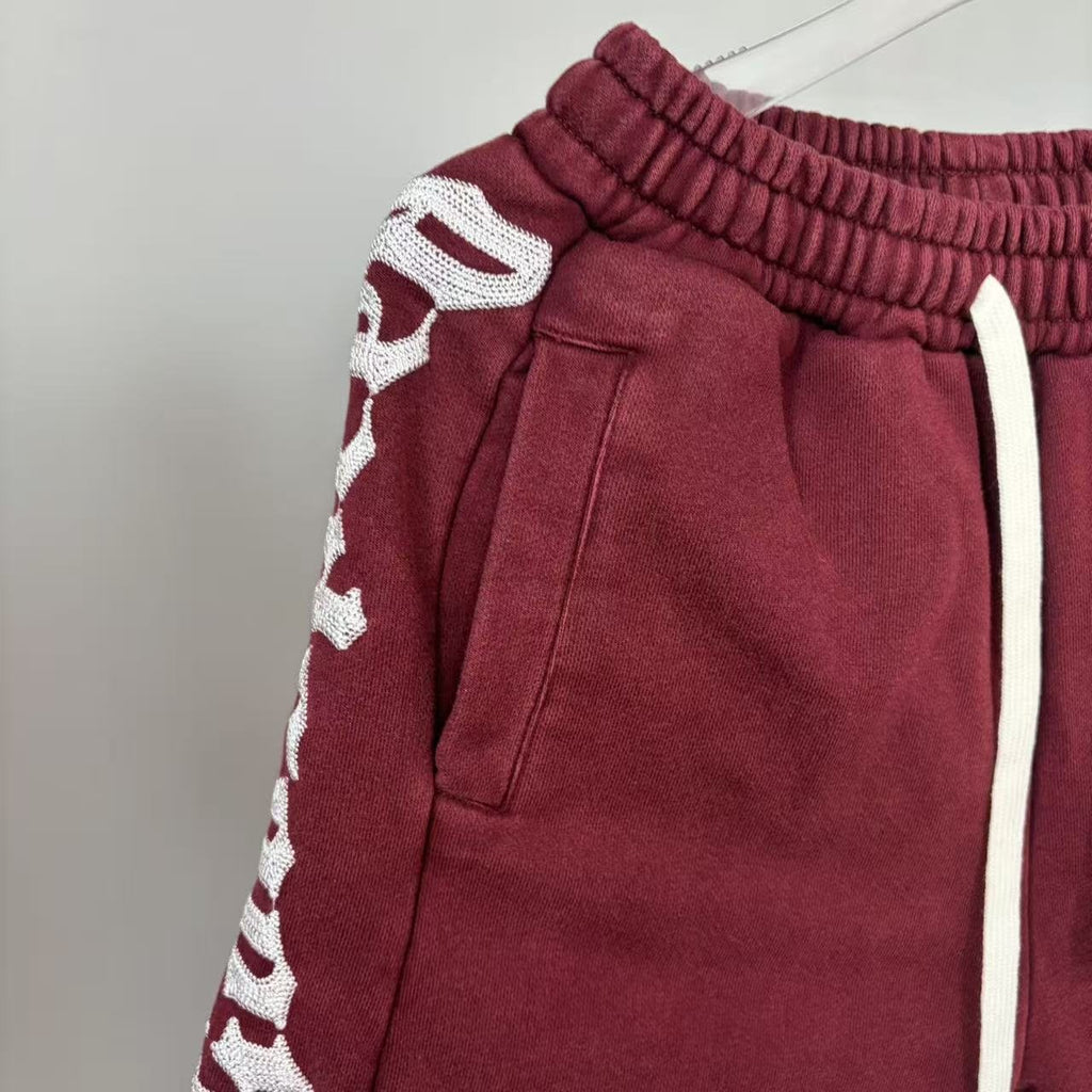 Godspeed Burgundy Side-Letter Graphic Shorts