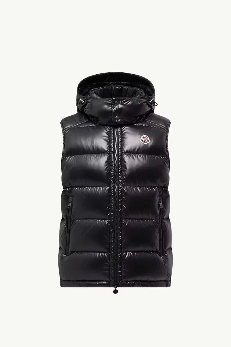 Moncler Hooded Down Vest in Black