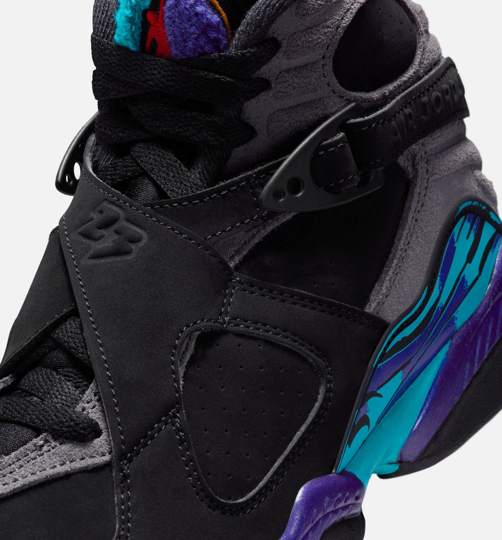 Air Jordan 8 Retro Aqua Grade School Lifestyle Shoes - Black/Multi-Color/Bright Concord