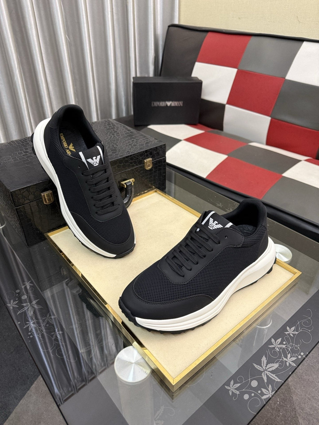 Emporio Armani Black Low-Top Sneakers