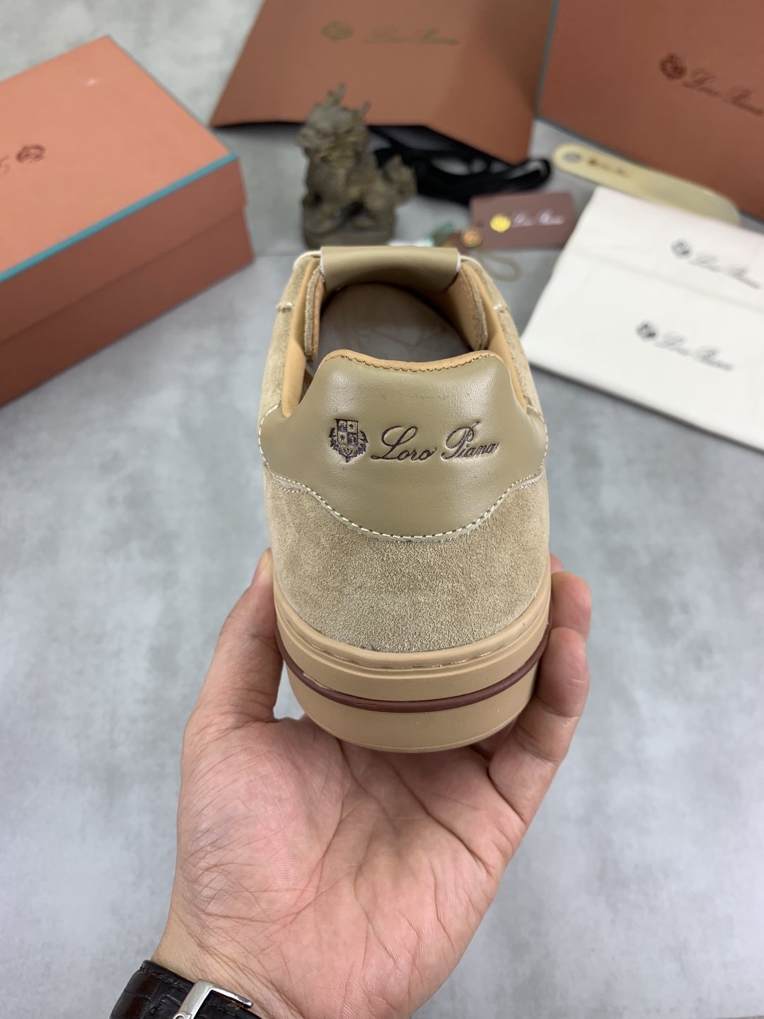 Loro Piana Beige Low-Top Sneakers