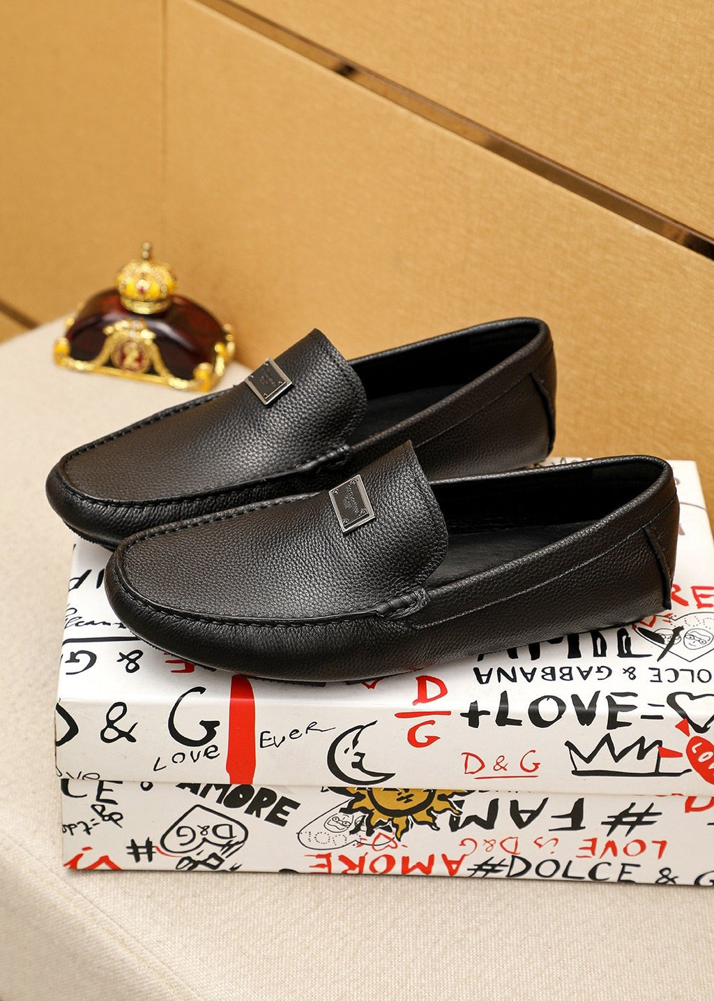 Dolce & Gabbana Men's Black Metal-Accent Slip-On Loafers