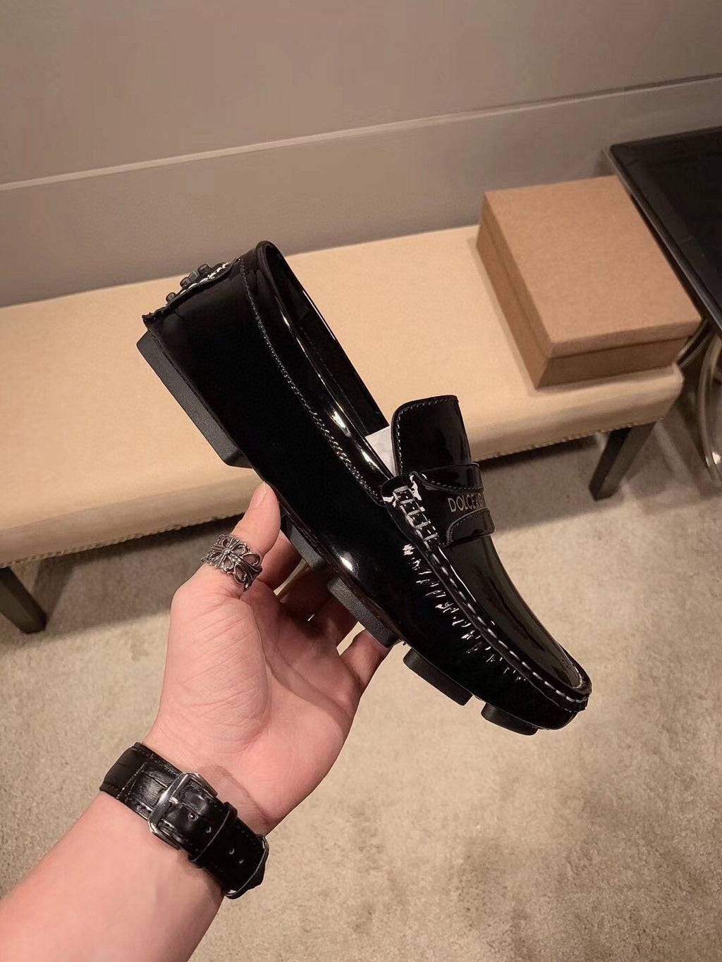 Dolce & Gabbana Men's Black Glossy Loafers