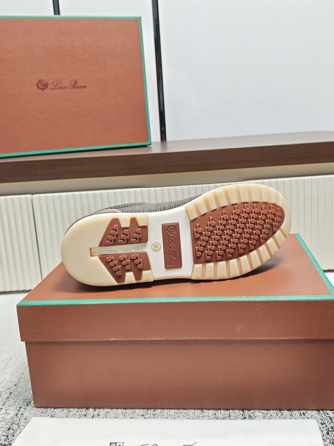 Loro Piana Gray Taupe Lace-Up Sneakers