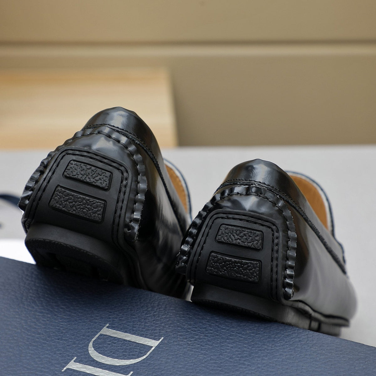 Dior Black Embossed Slip-On Loafers