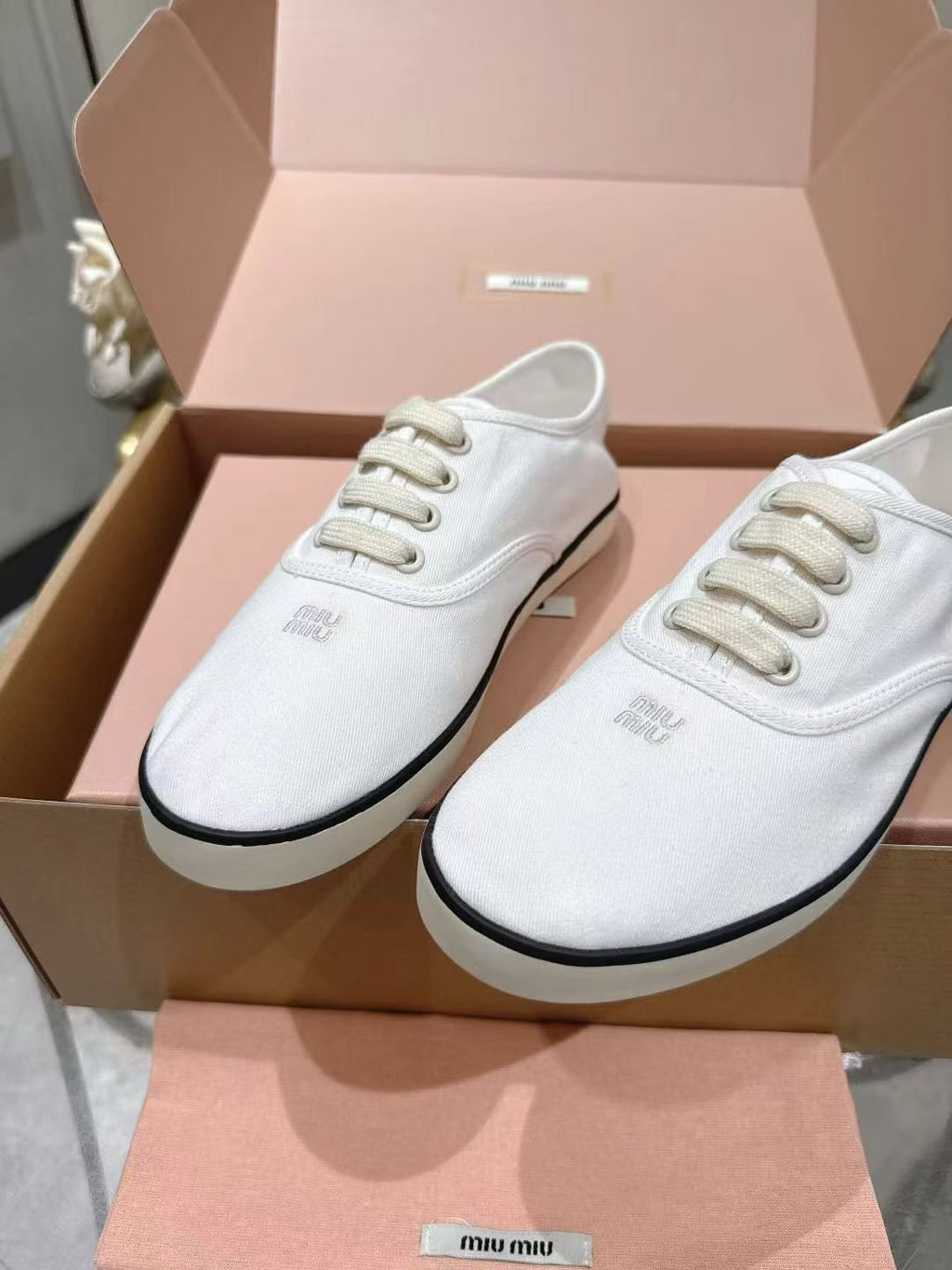 Miu Miu Low-Top Canvas Sneakers