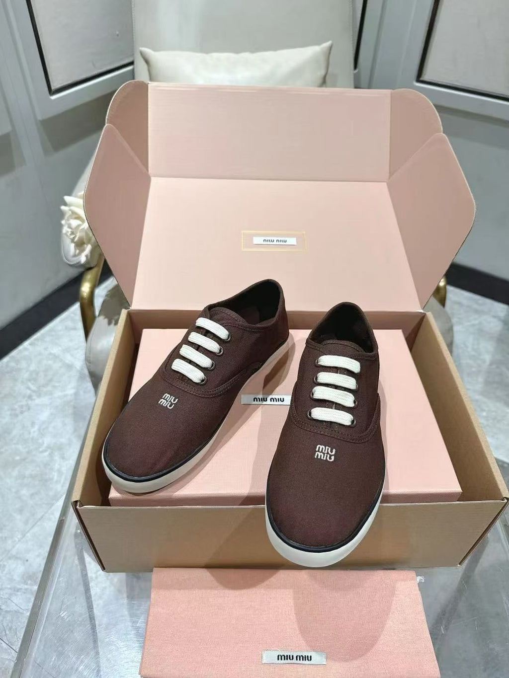 Miu Miu Low-Top Canvas Sneakers